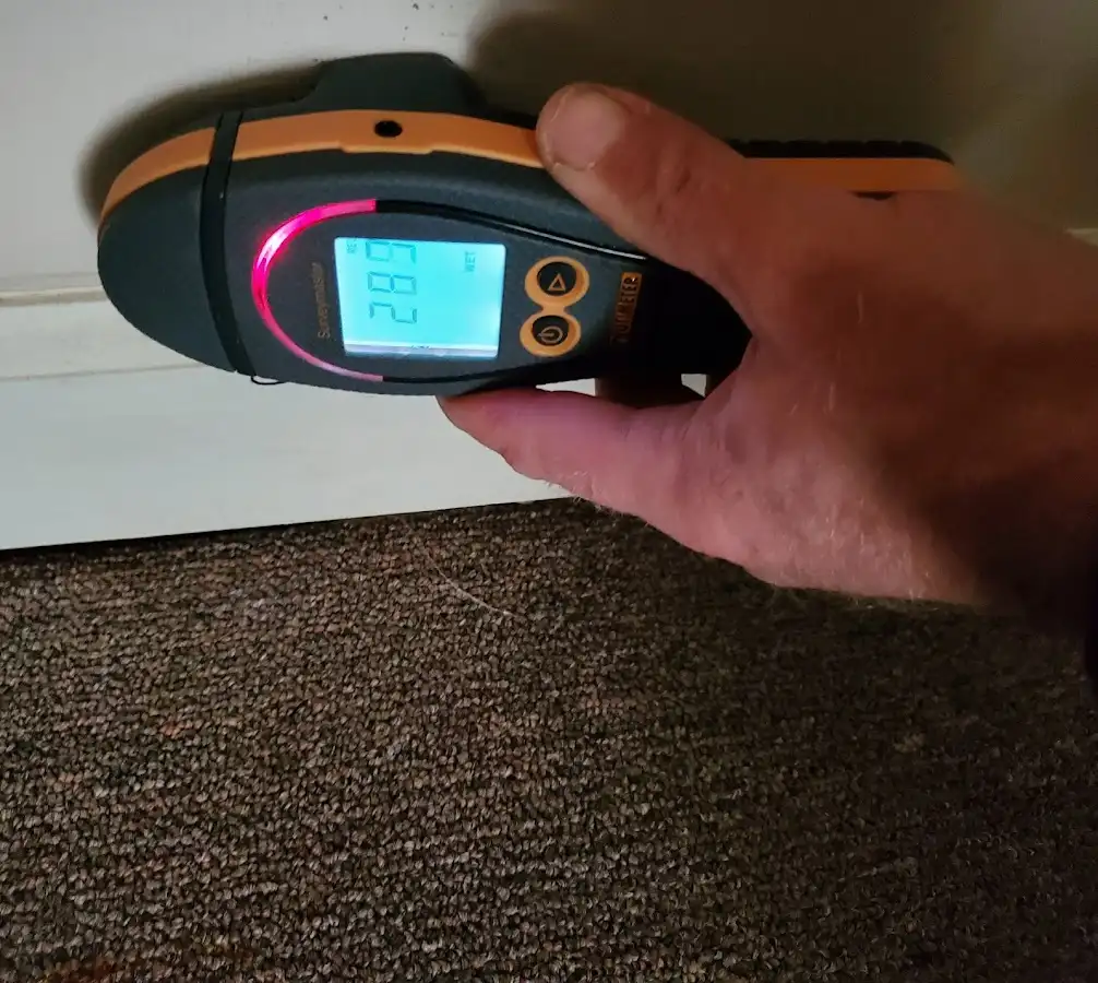 Moisture detection at baseboard during Burst Pipe Cleanup in Rainbow City